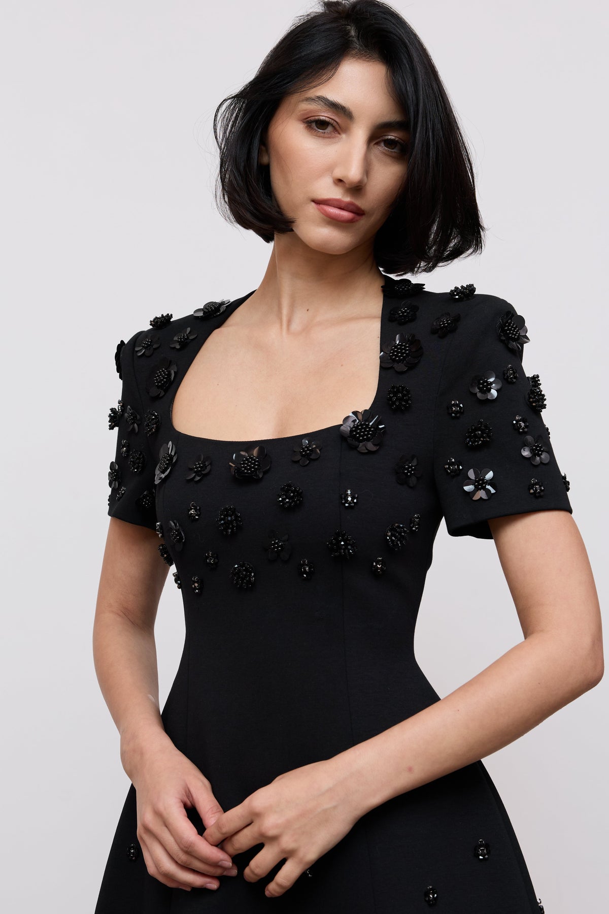 Embellished Appliqué Mini Dress
