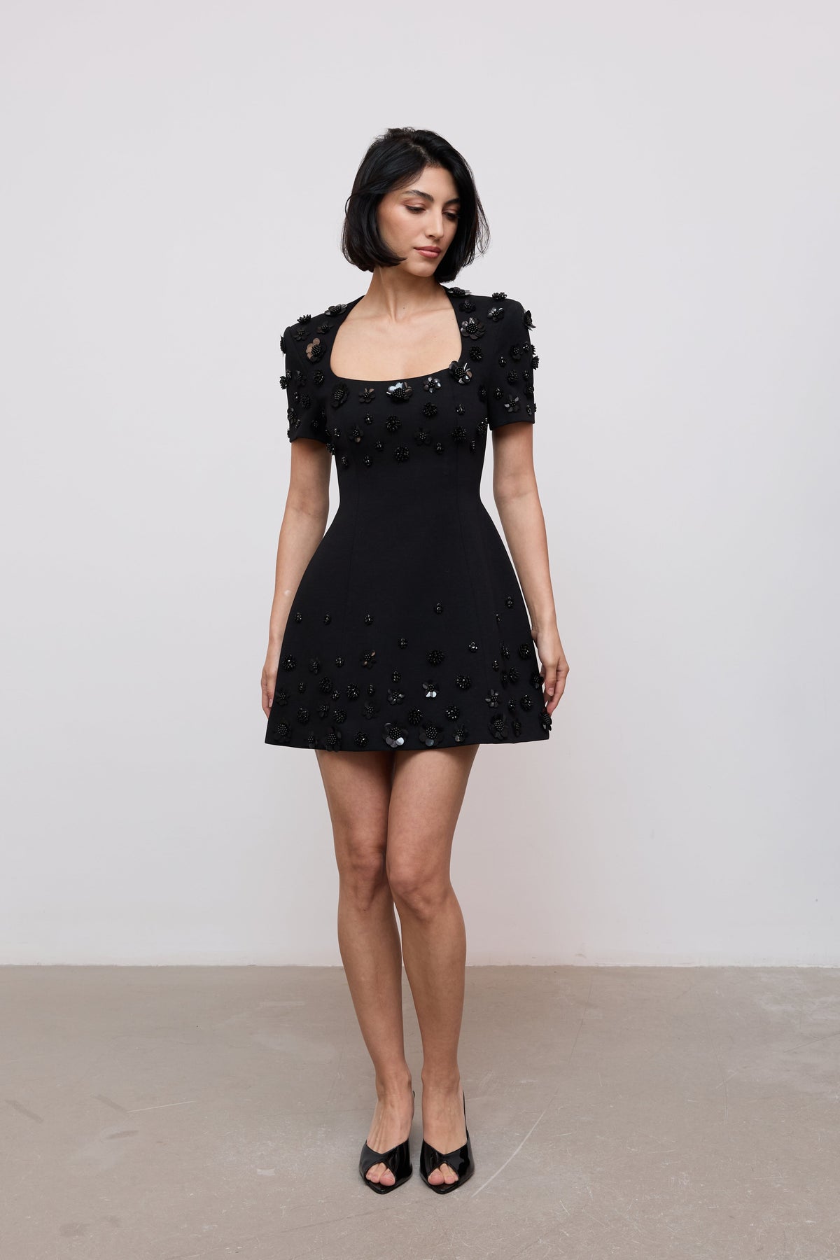 Embellished Appliqué Mini Dress