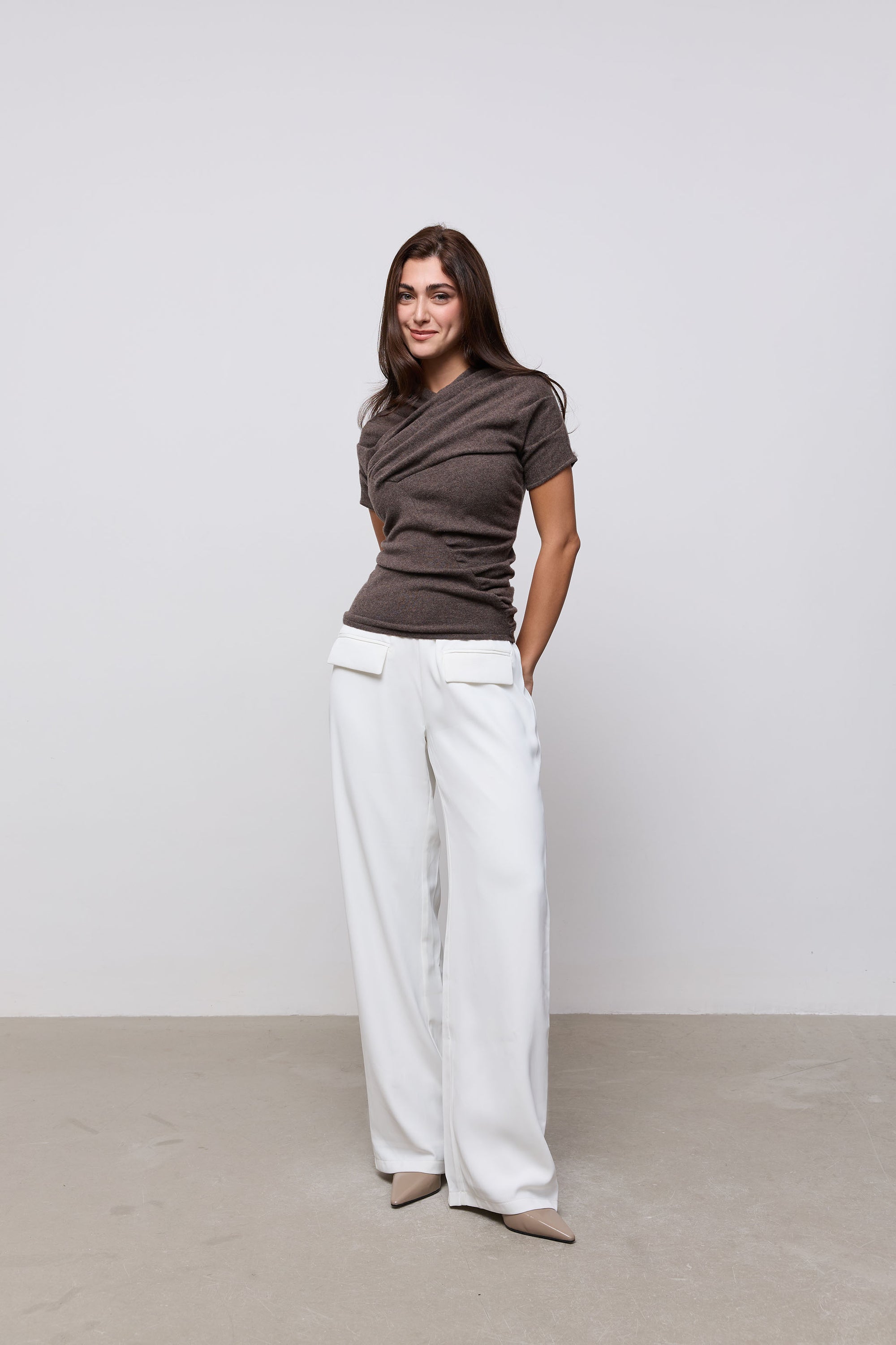 Knitted Gathered Detail Top