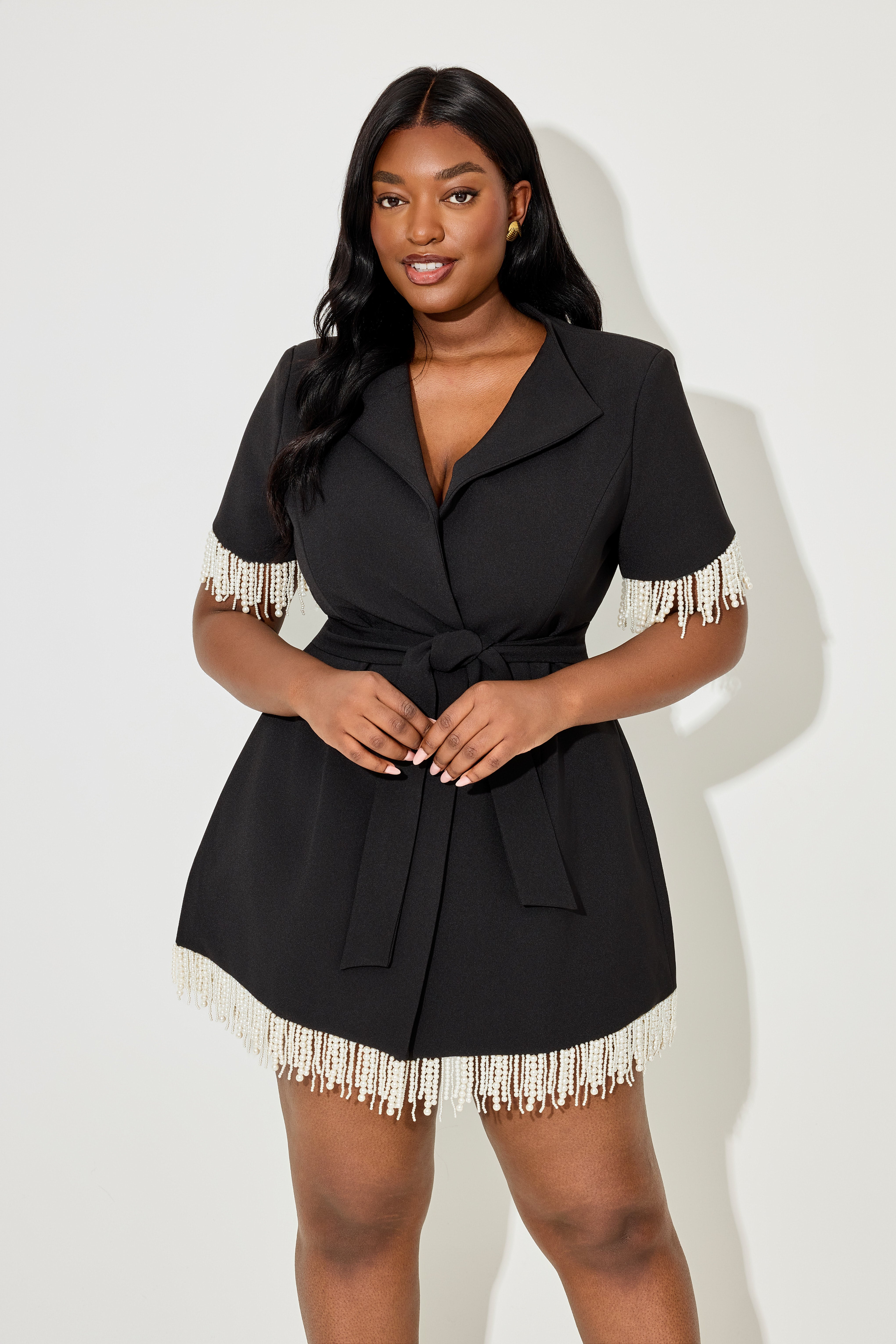 Pearl Trim Wrap Dress – Odd Muse Middle East