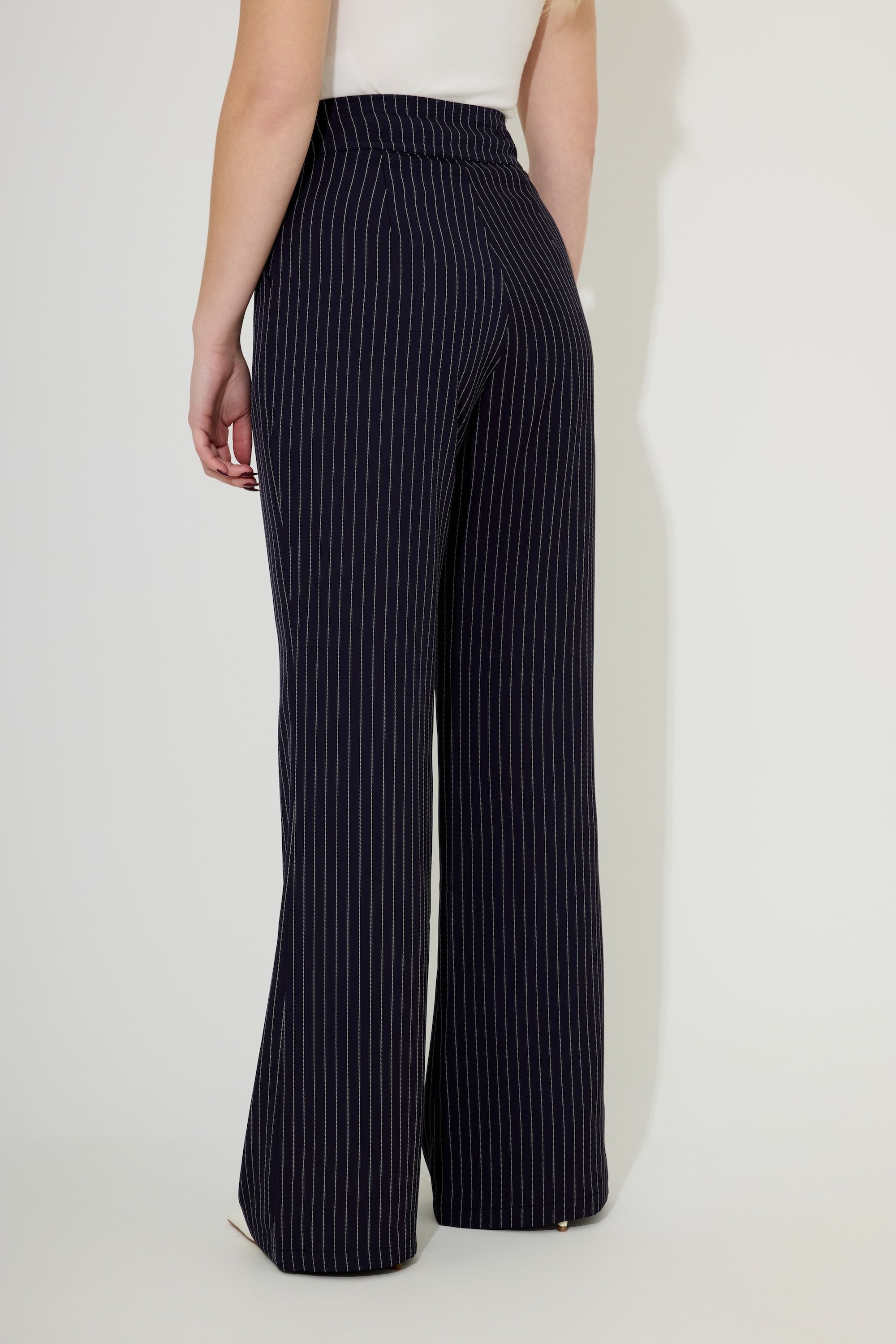 Pinstripe Slim Flare Trousers