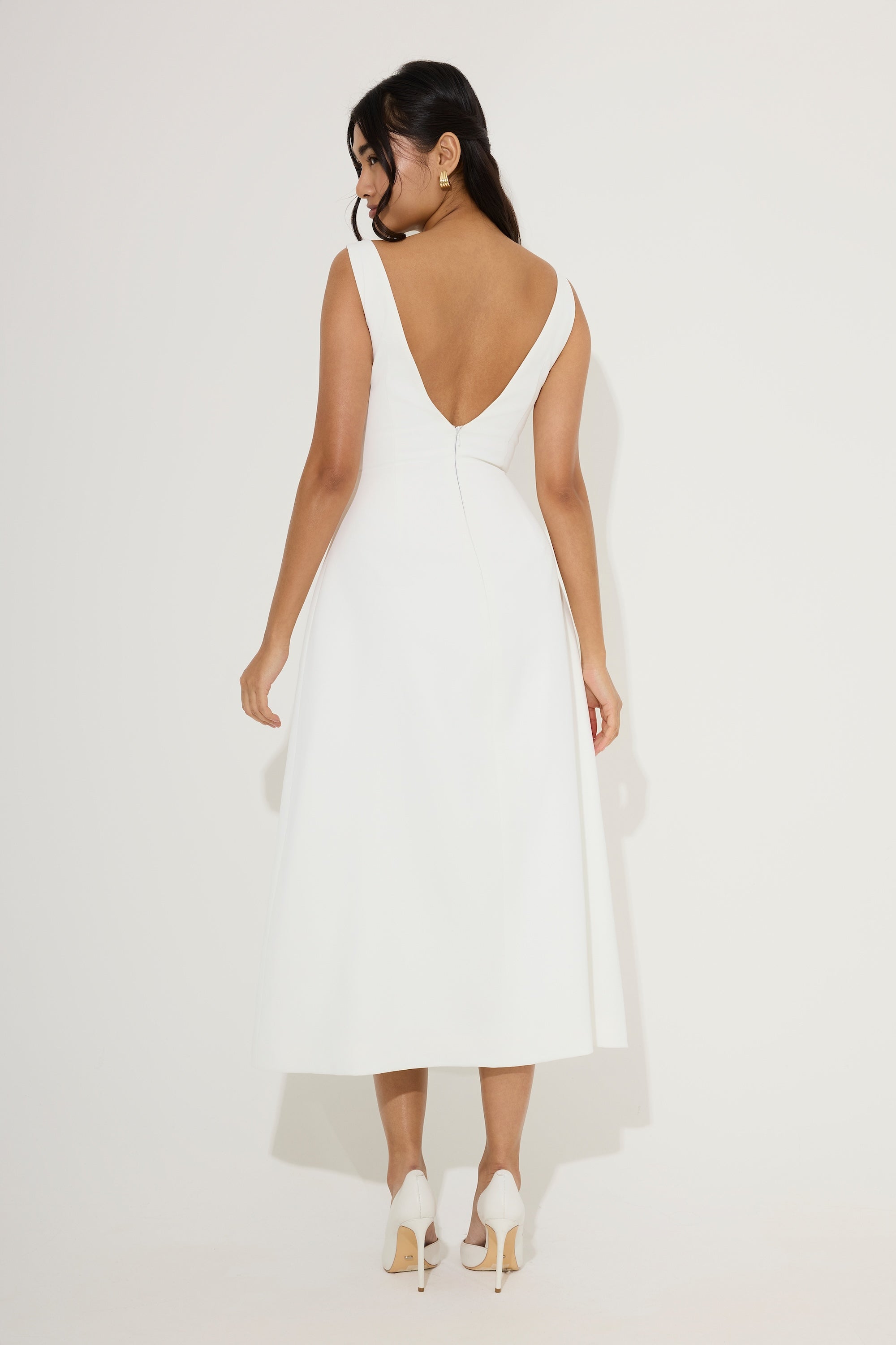Straight Neck Midi Dress
