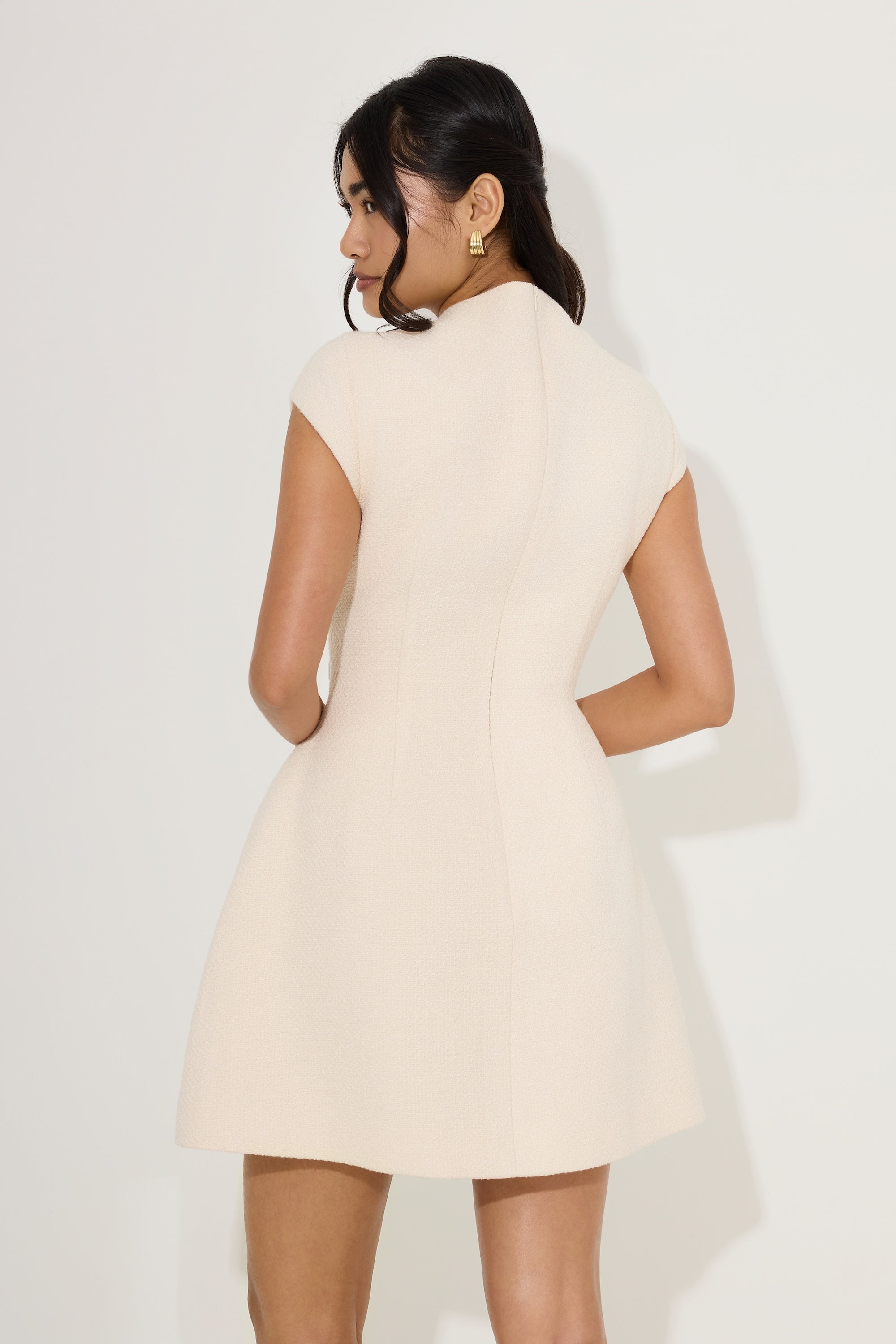 Tweed Cap Sleeve Mini Dress