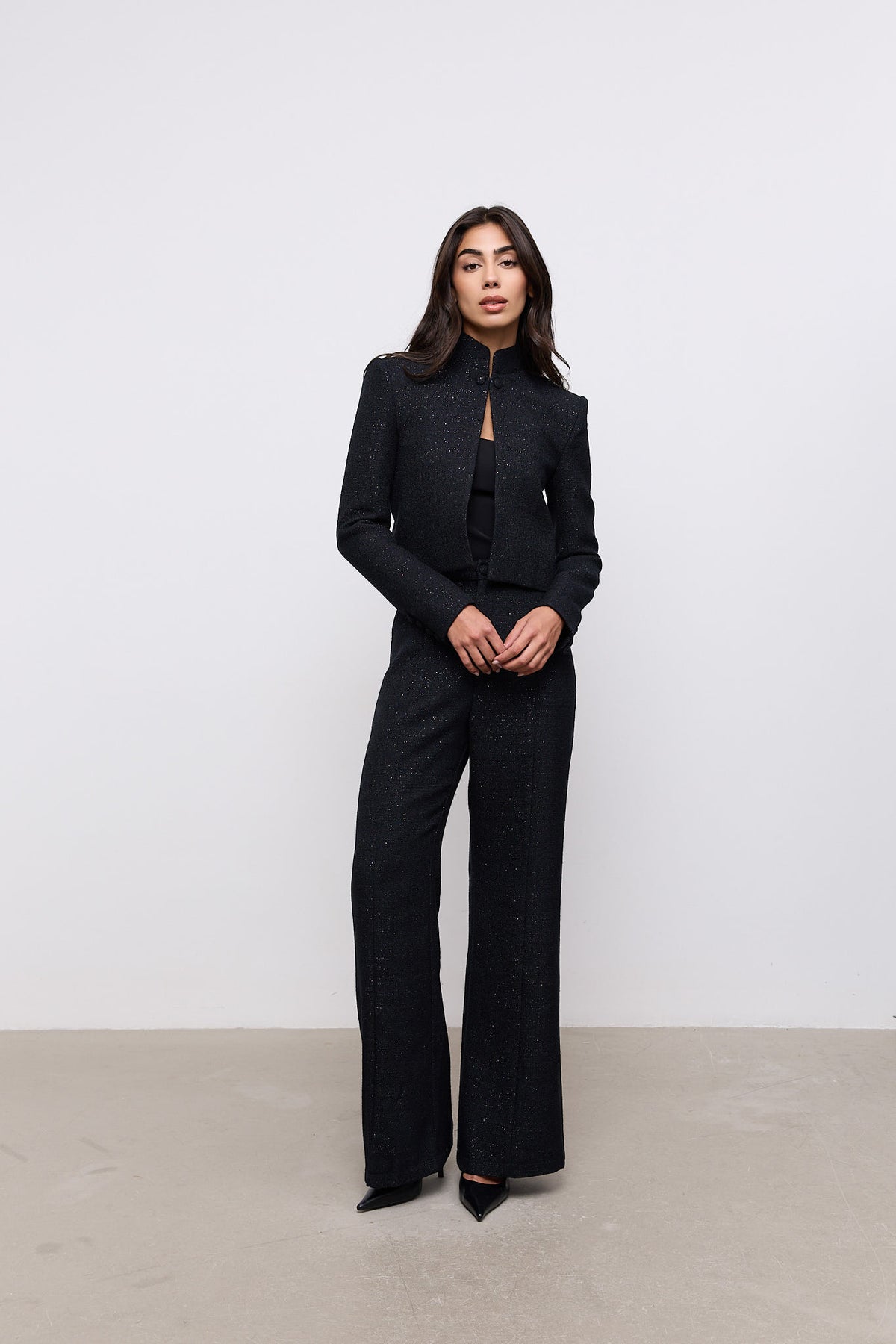 Tweed Slim Flare Trousers