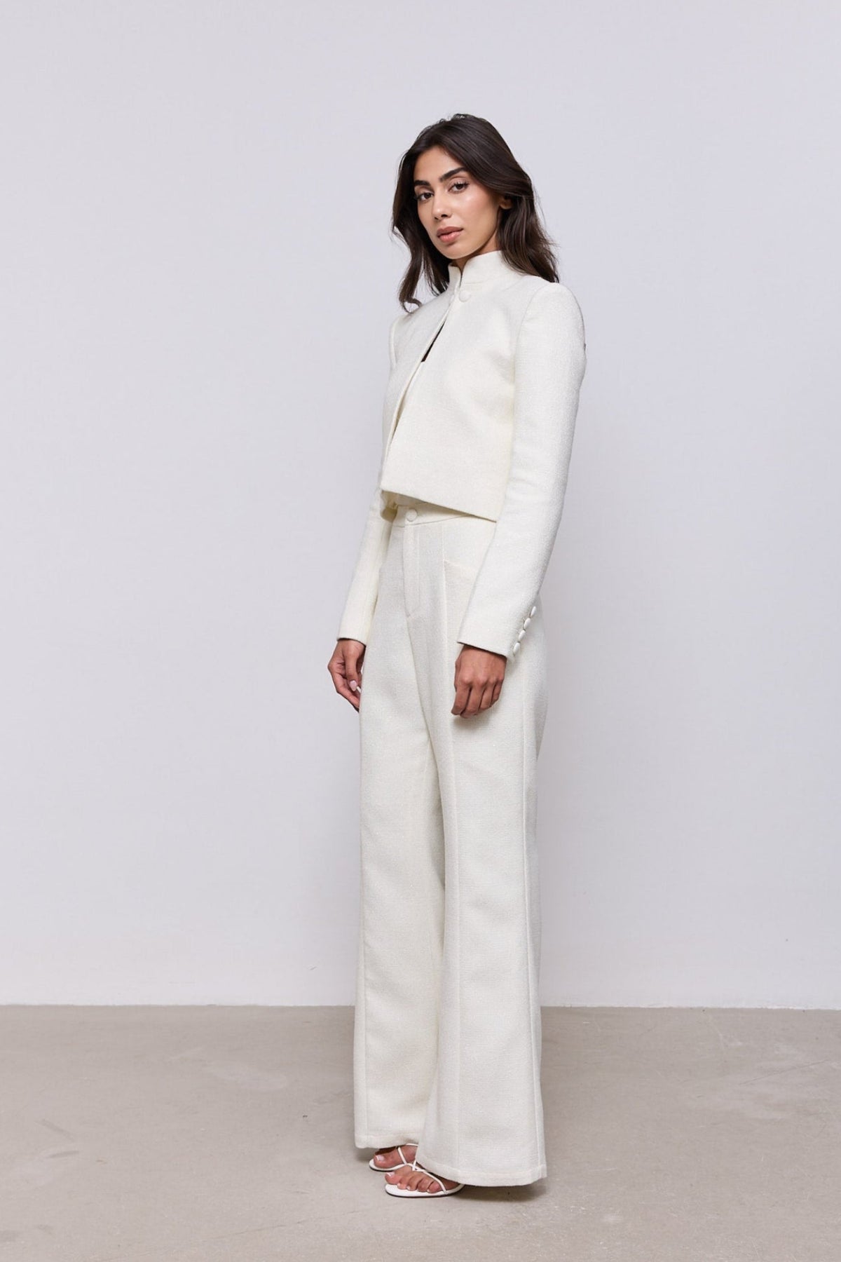 Tweed Slim Flare Trousers