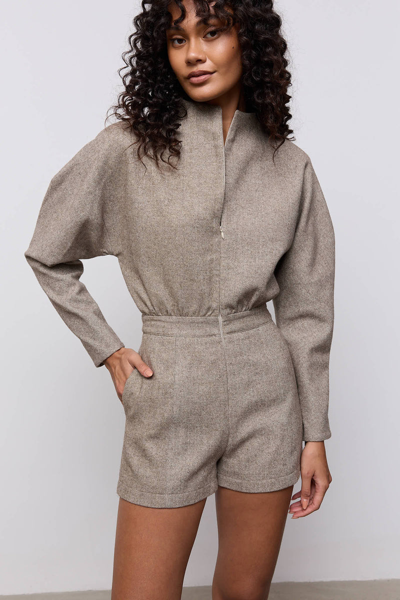 Wool Mix Tweed Playsuit
