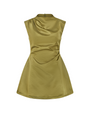 The Ultimate Muse Satin Straight Neck Mini Dress | Olive