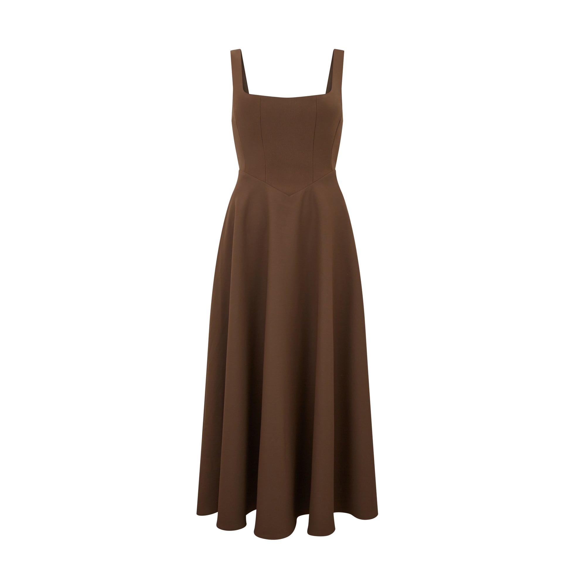 The Ultimate Muse High Waist Square Neck Midi Dress | Chocolate