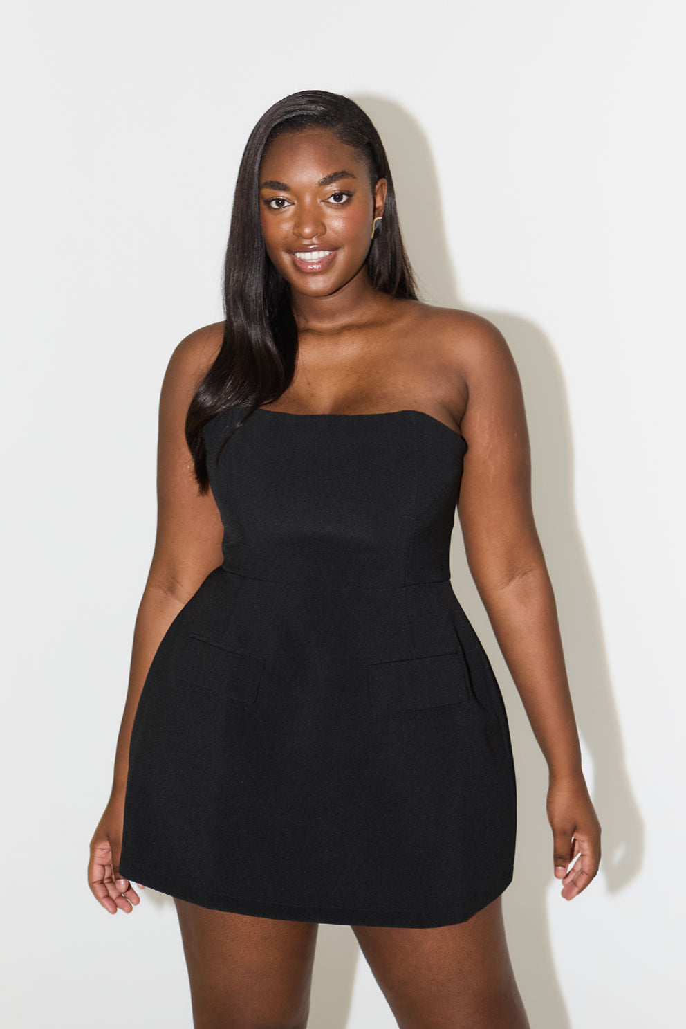 odd muse black dress Muse @laurjarvis spotted in the Sleeveless Button Mini Dress