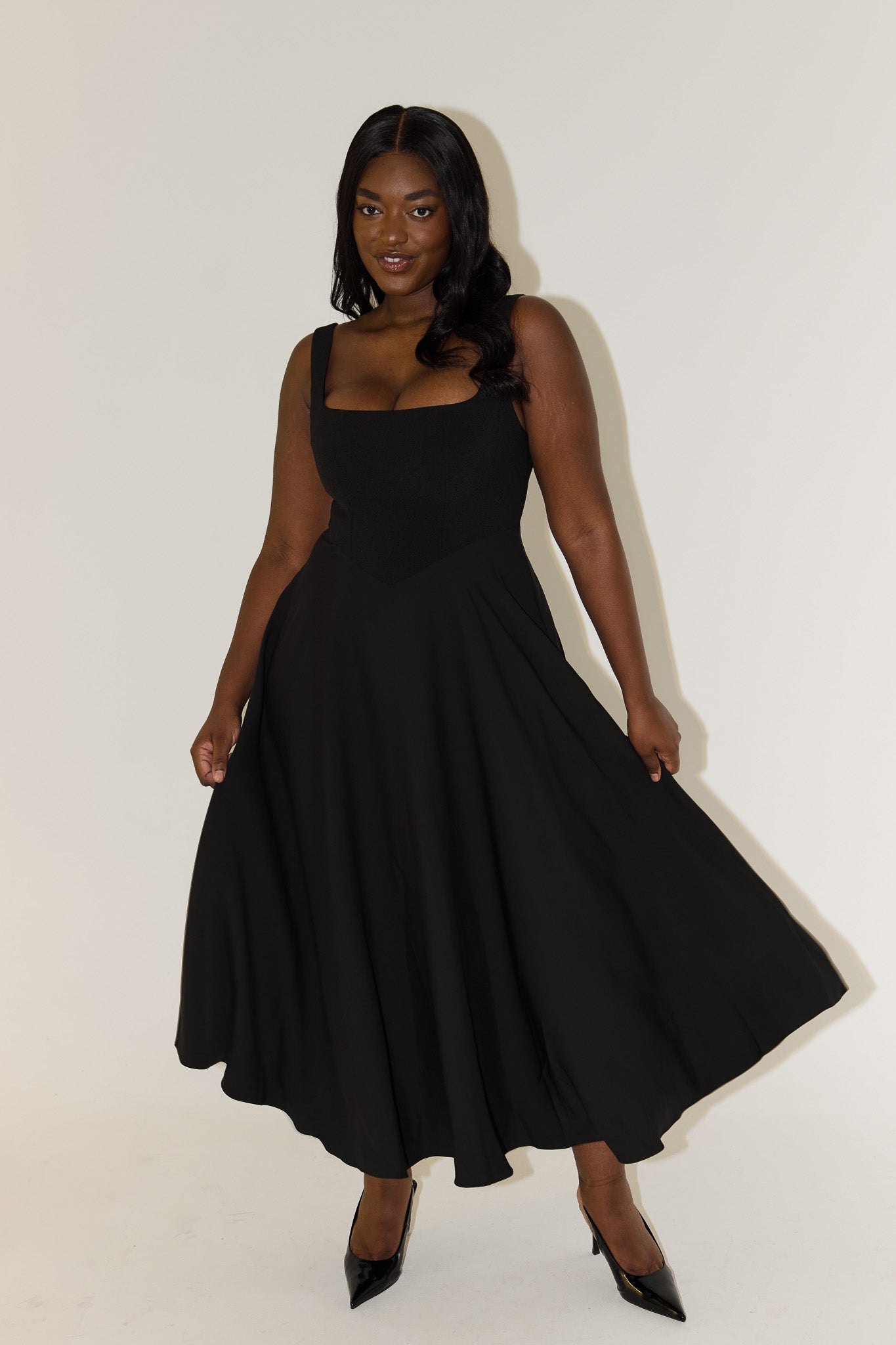 Square Neck Midi Dress
