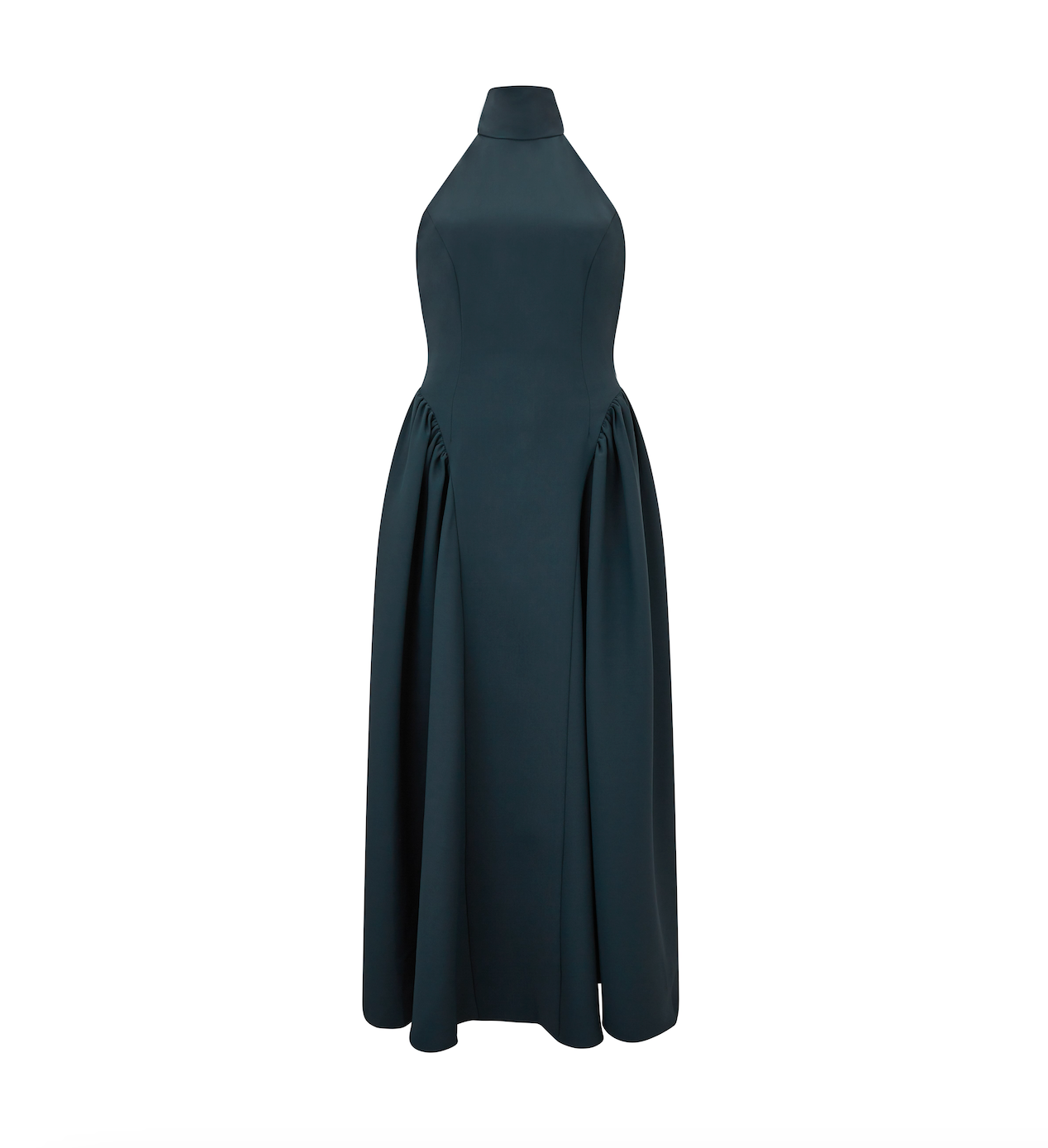 Tie Neck Gathered Detail Midi Dress