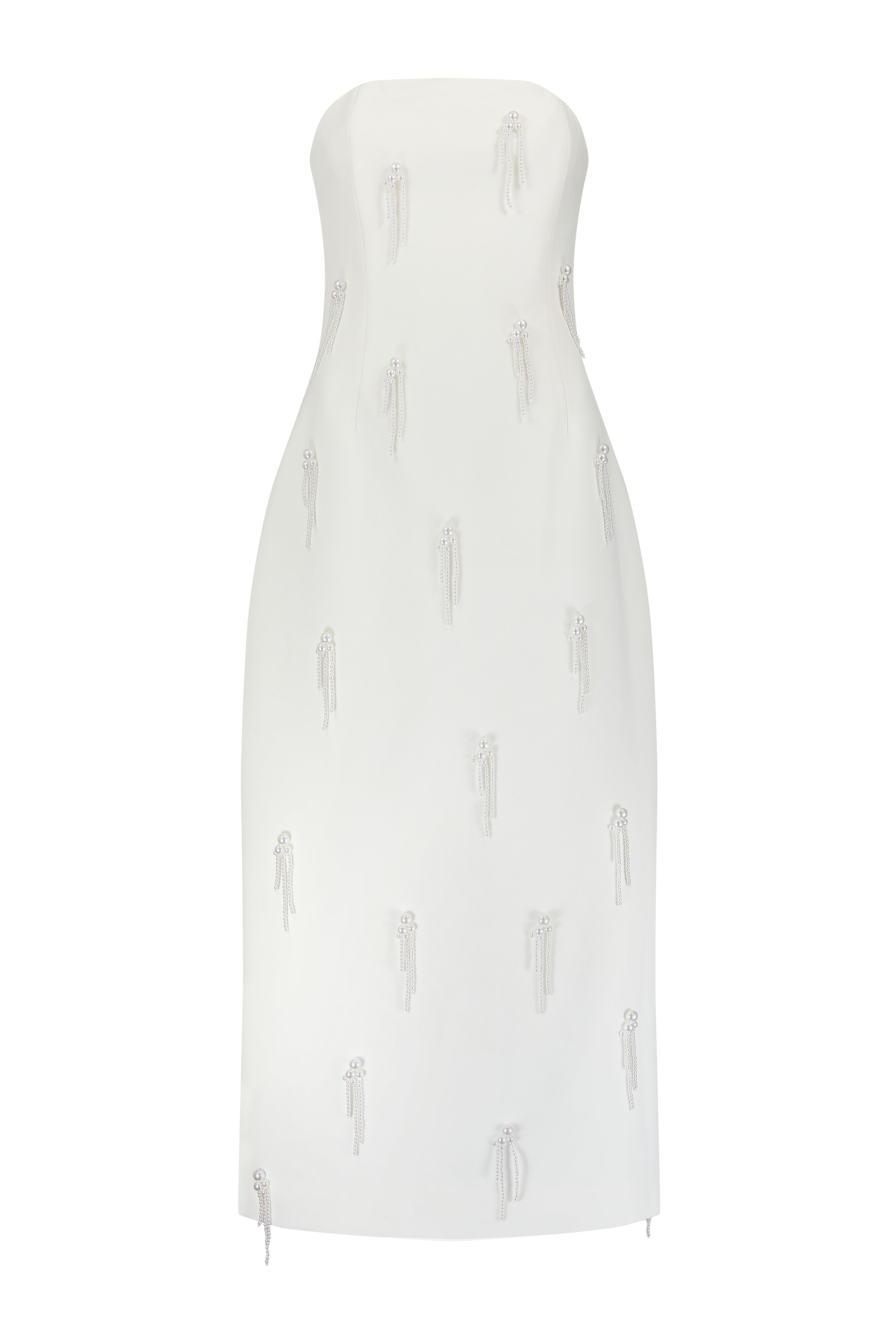 Embellished white midi dress best sale