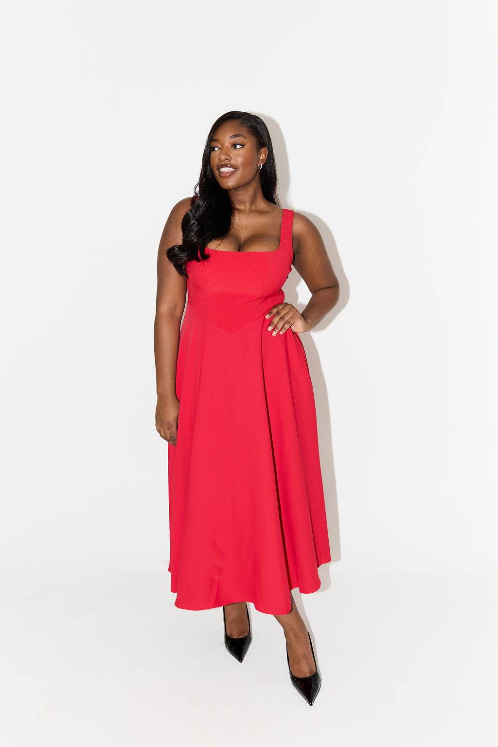 Square Neck Midi Dress